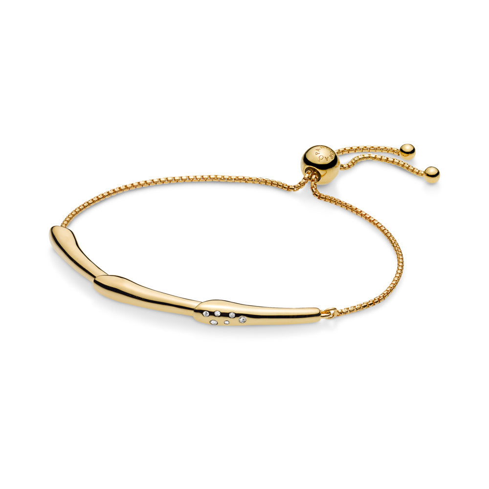 Flower Stem Sliding Bracelet, Clear CZ