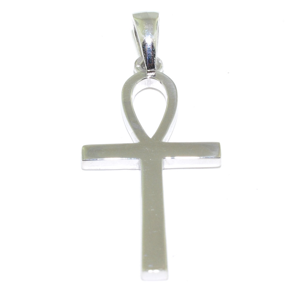 10KT White Gold Egyptian Ankh Pendant.