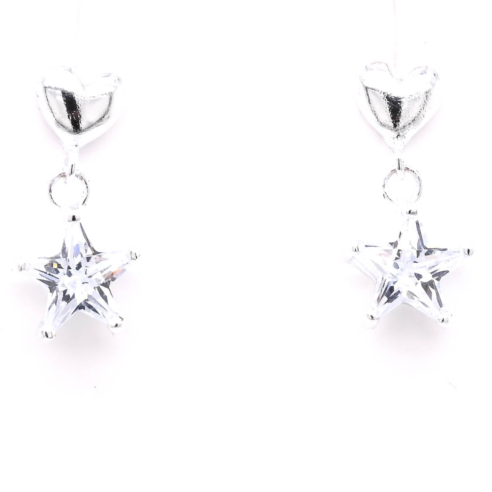 Sterling Silver C.Z Drop Earrings.