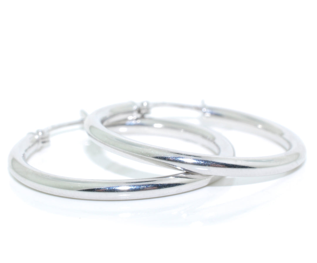10KT White Gold 20MM Hoop Earrings.