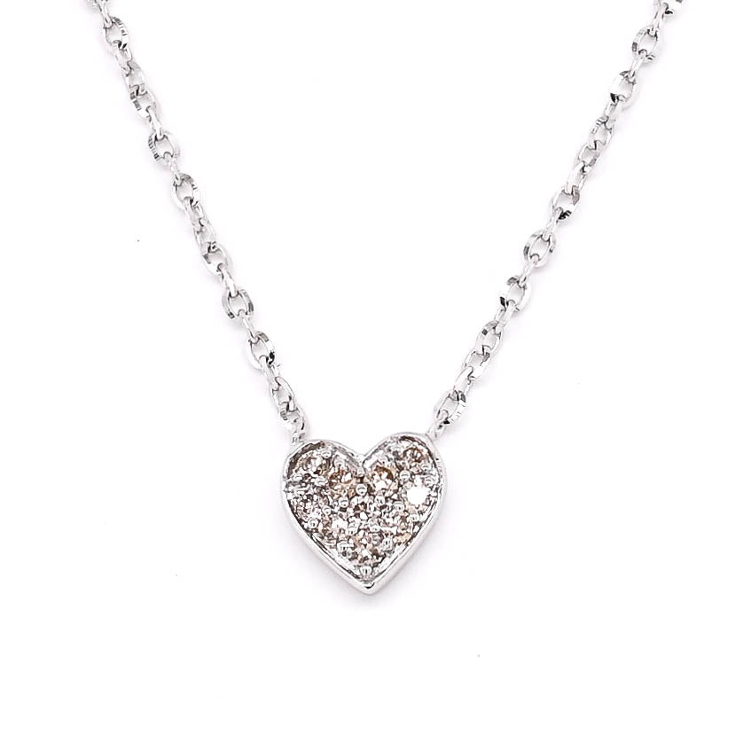 14KT White Gold 18" 0.07CTW Diamond Heart Necklace.