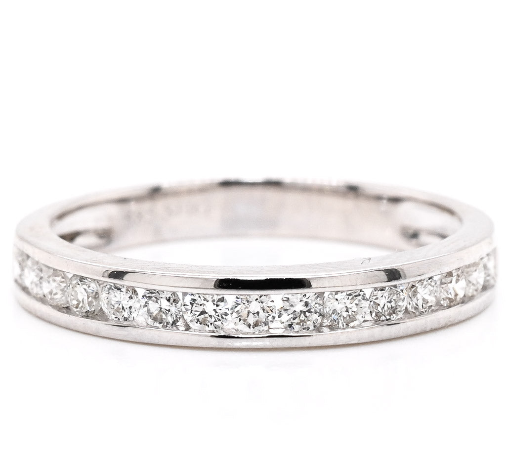14KT White Gold 0.35CTW Diamond Chanel Set Wedding Band.