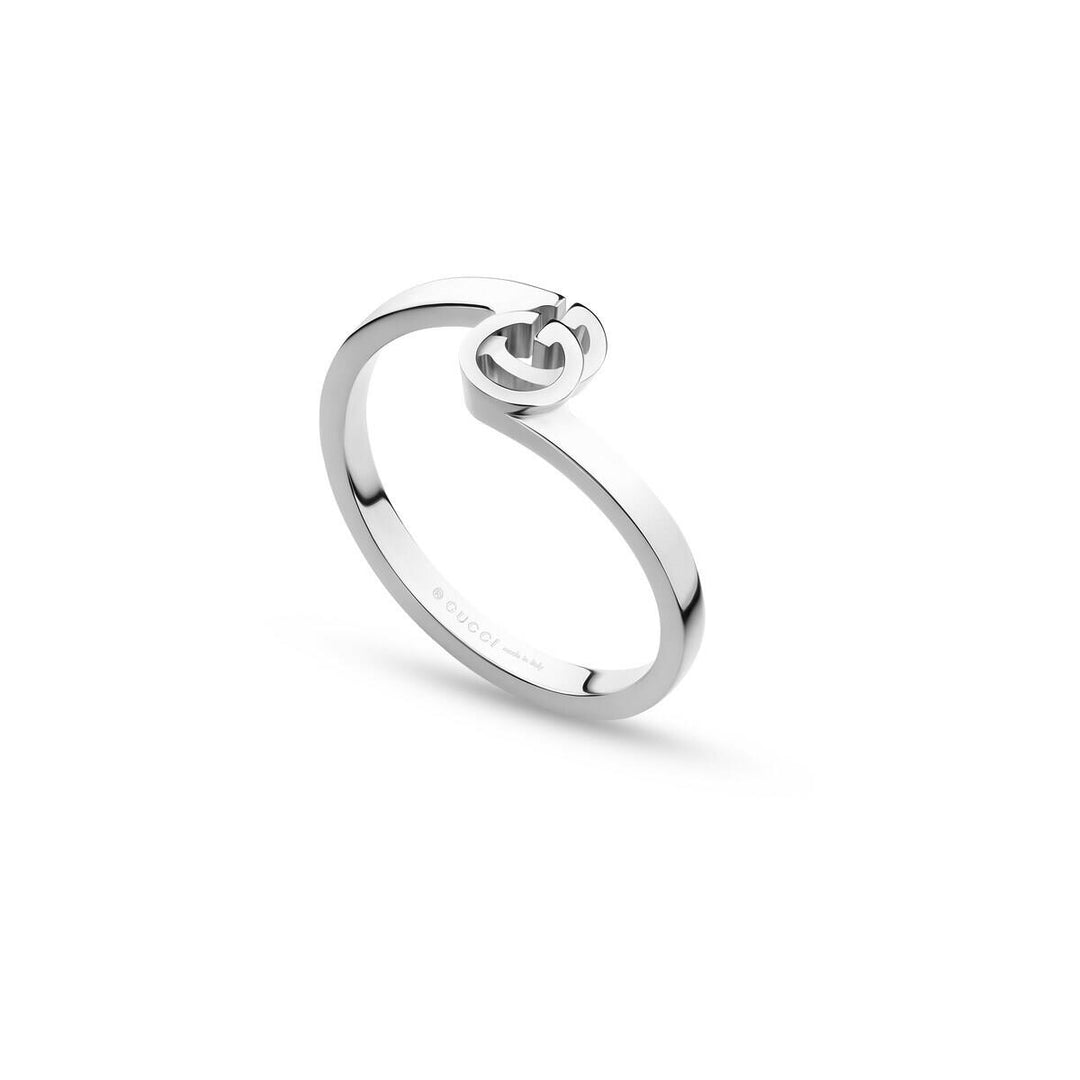 Gucci 18KT White Gold Running G Ring.