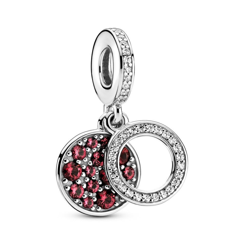 Pandora Sparkling Red Disc Double Dangle Charm