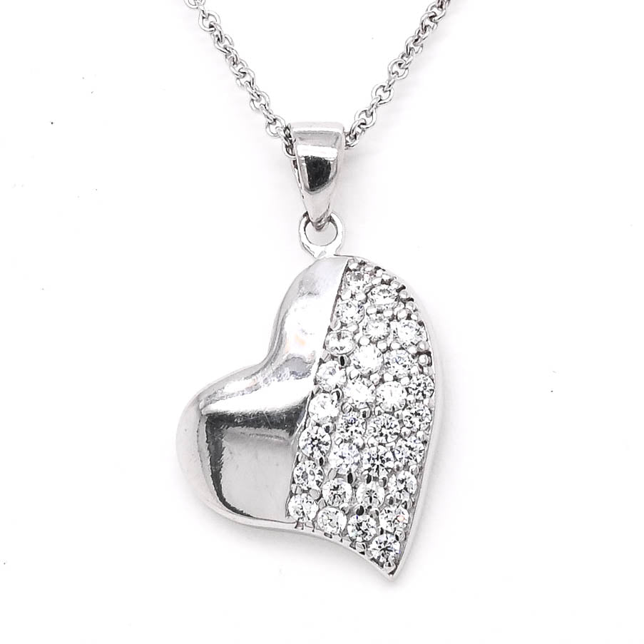 10KT Yellow Gold 18" C.Z Heart Necklace.