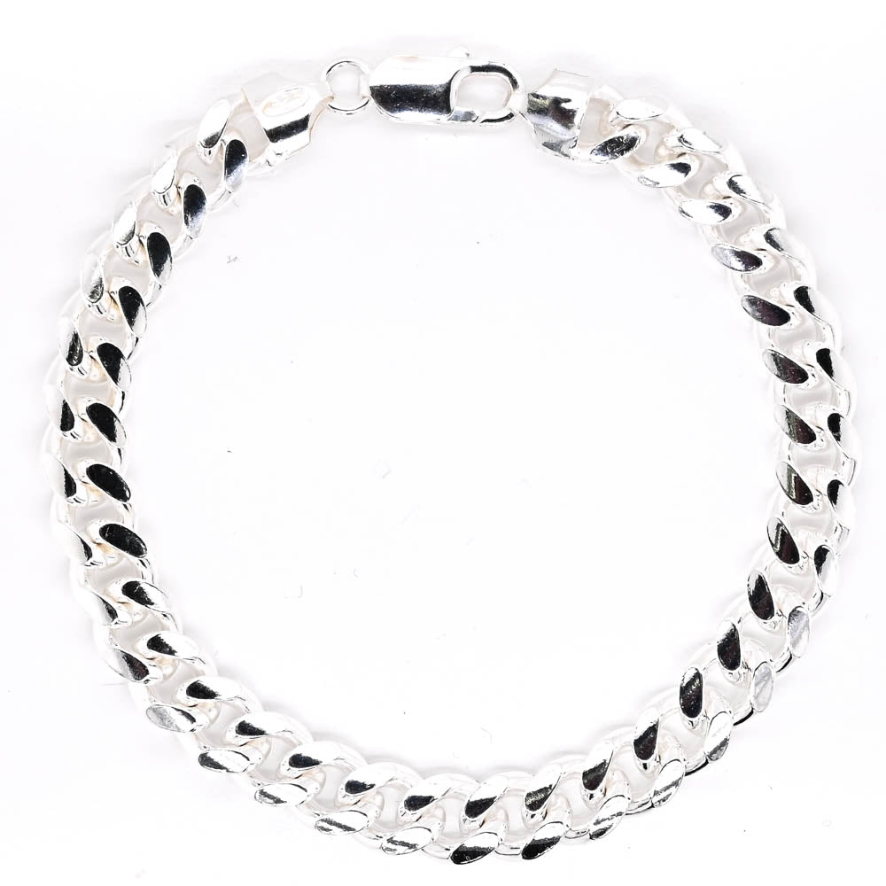 Sterling Silver 9" 9mm Cuban Link Bracelet.