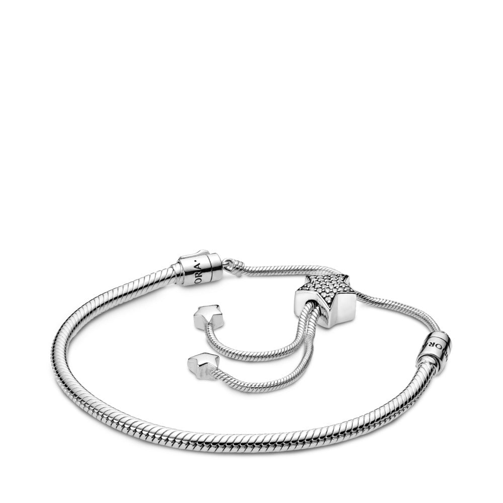 Pandora Moments Pav� Star and Snake Chain Sliding Bracelet - FINAL SAL