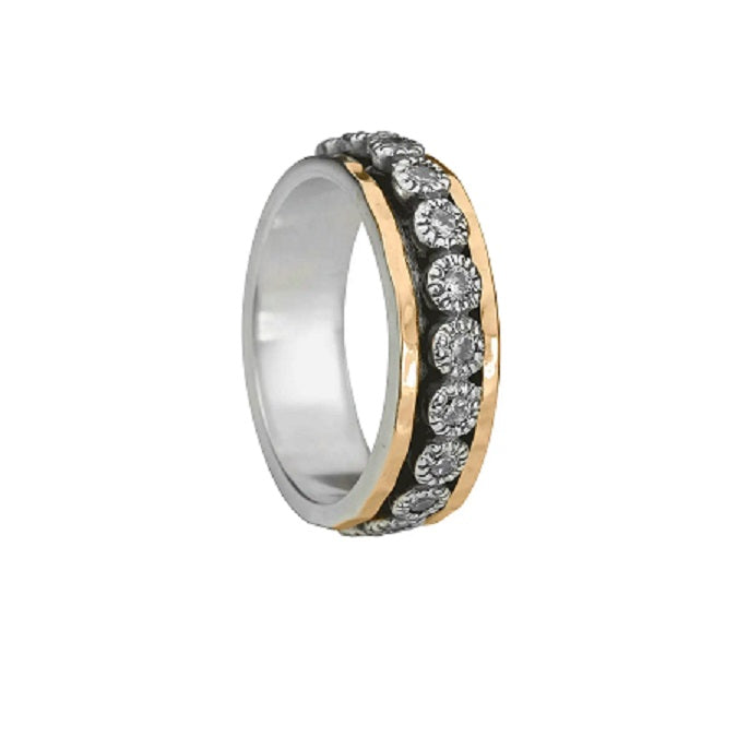 Star Meditation Ring, Sterling silver 10KT Yellow Gold C.Z. Size 9.
