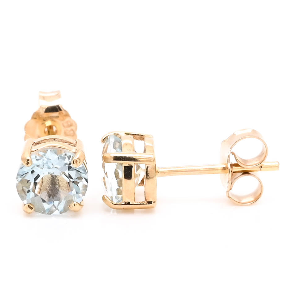 14KT Yellow Gold Aquamarine Stud Earrings.