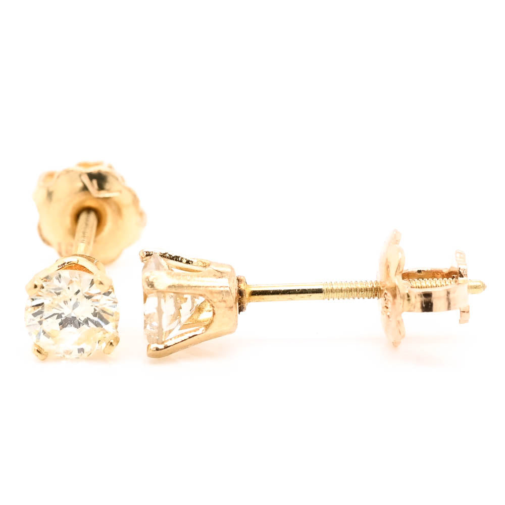 18KT Yellow Gold 0.40CTW Round Brilliant Diamond Stud Earrings.