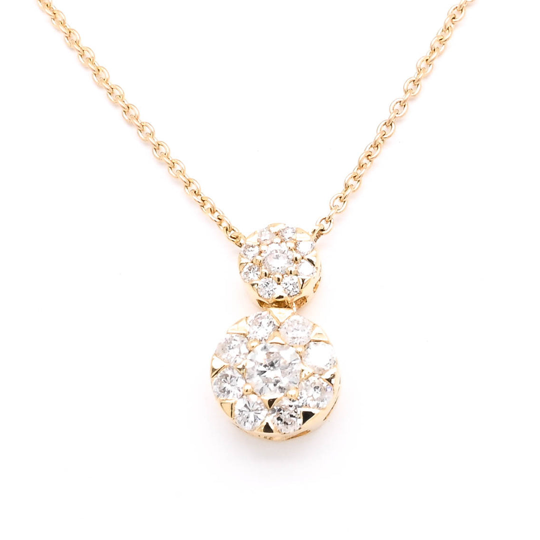 14KT Yellow Gold 18" 0.53CTW Halo Set Diamond Necklace.