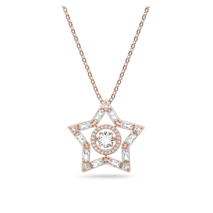 Swarovski Star, White, Rose-gold tone plated Necklace.