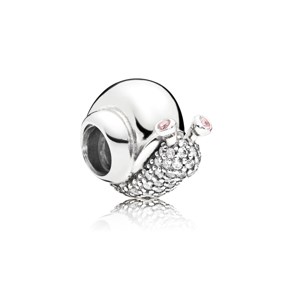 Sparkling Snail, Orchid Pink Crystals & Clear CZ