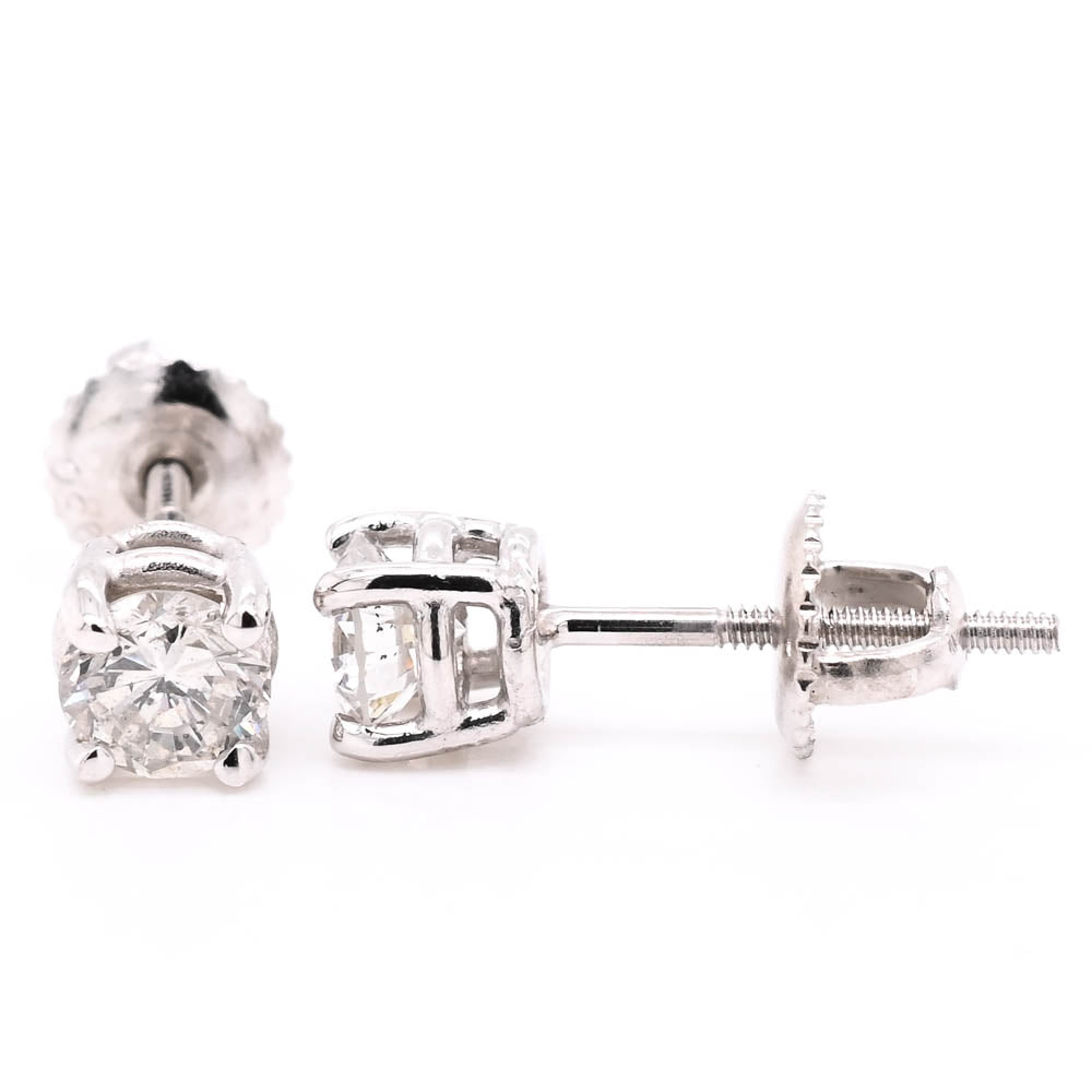 Platinum 0.70CTW Round Brilliant Diamond Stud Earrings.