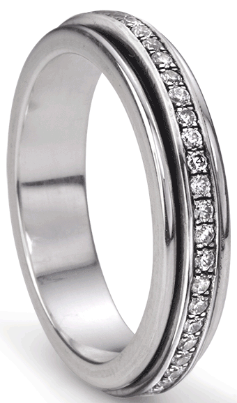 Lunar Meditation Ring. Sterling Silver and C.Z. Size 7.