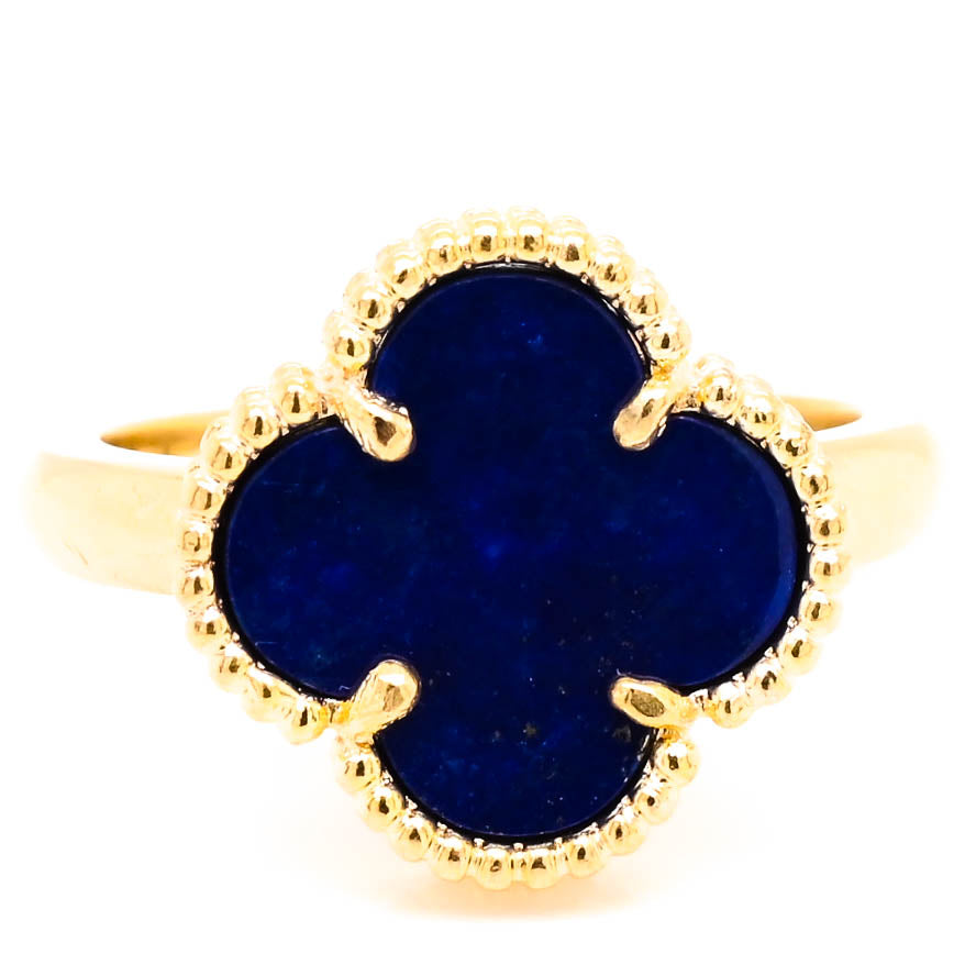 10KT Yellow Gold Lapis Flower Ring.