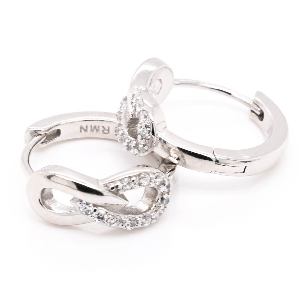 Sterling Silver 15.5mm C.Z Huggie Earrings.