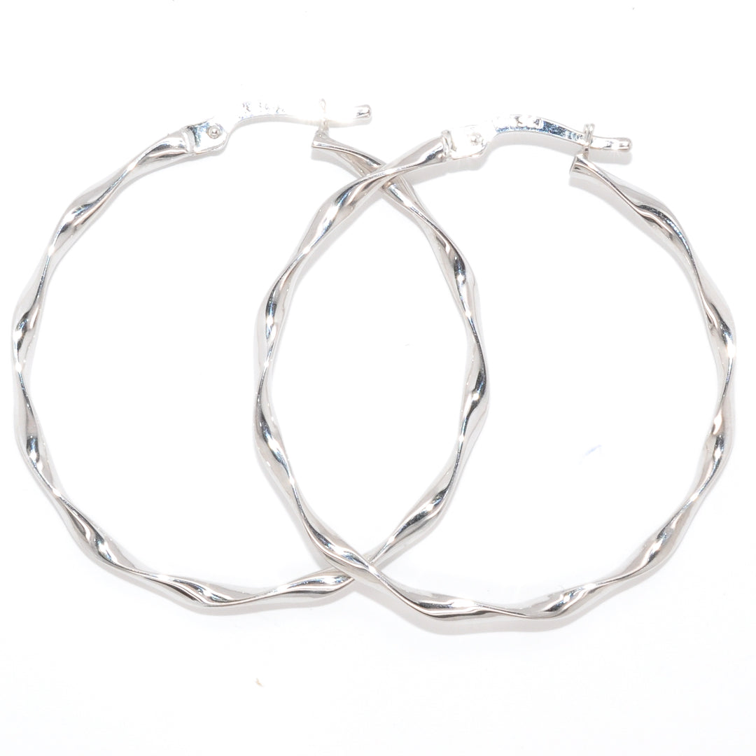 10KT White Gold 30MM Hoop Earrings.