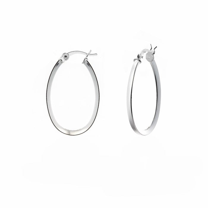 Sterling silver 20mm Oval Tube Hoops.