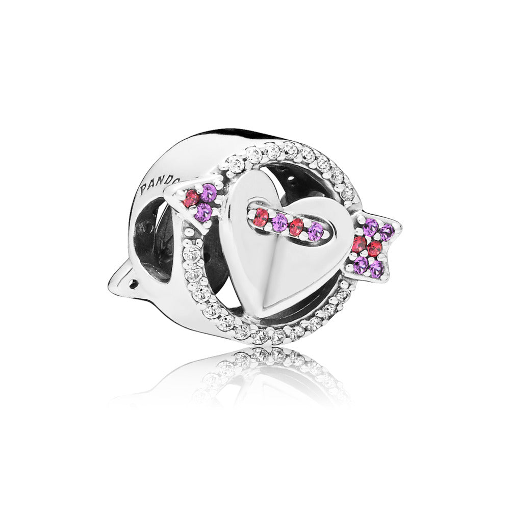 Sparkling Arrow & Heart, Red & Clear CZ, Royal Purple Crystals