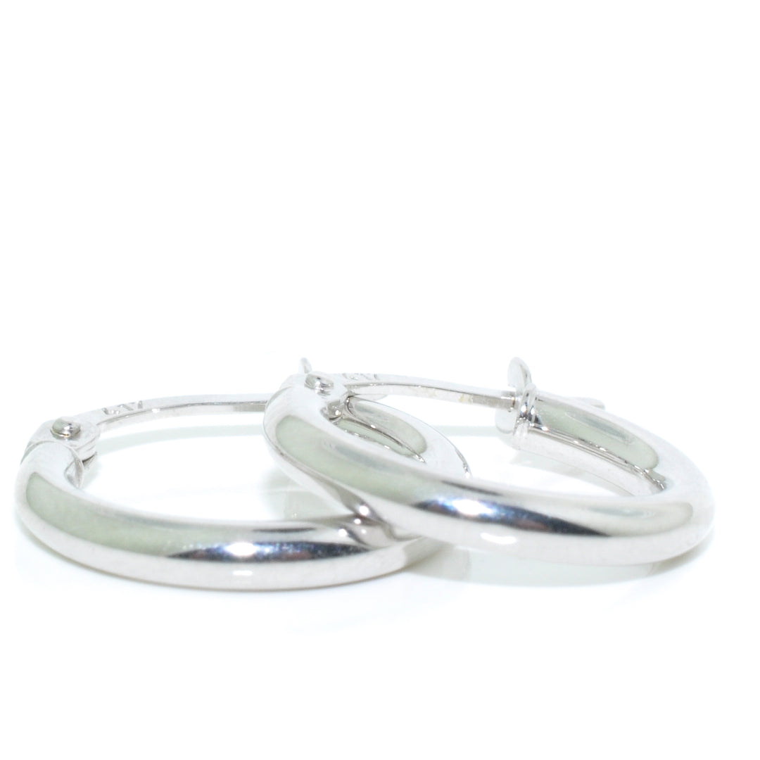 10KT White Gold Small Hoop Earrings.