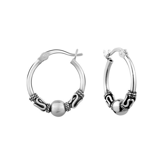 Sterling Silver 16mm Bali Hoop Earrings.