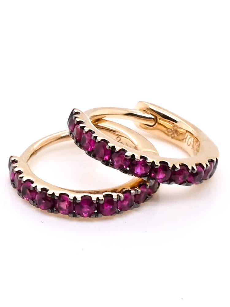 10KT Yellow Gold 10mm 0.25CT Ruby Huggie Earrings.