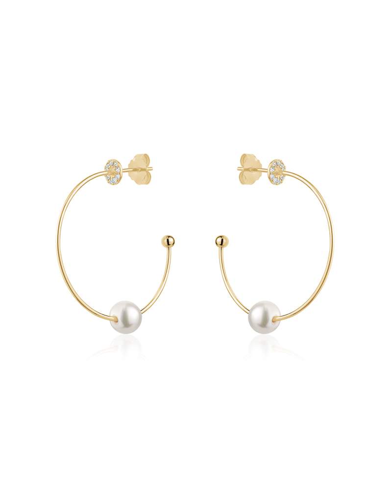 Larus Sterling Silver 8mm Freshwater Pearl 35mm Hoop Earrings.