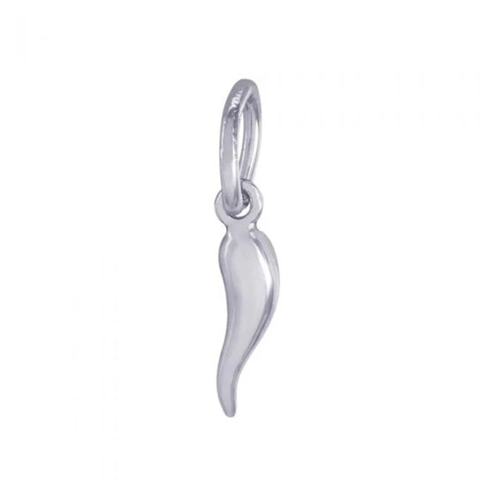 Sterling Silver 35x8mm Large Italian Horn Charm.