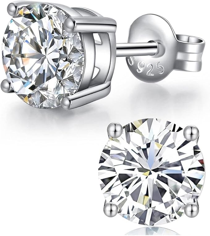 Sterling Silver 6mm C.Z Stud Earrings.
