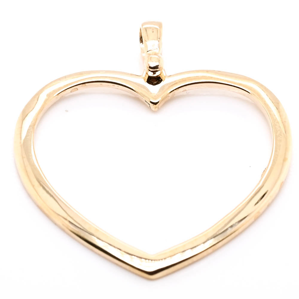 10KT Yellow Gold 30mm Heart Pendant.