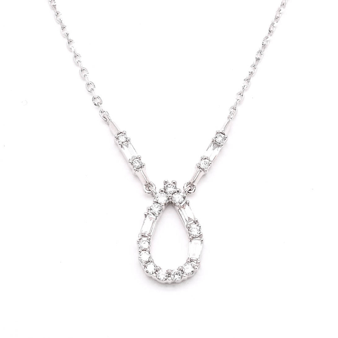14KT White Gold 18" 0.21CTW Diamond Pear Shape Necklace.