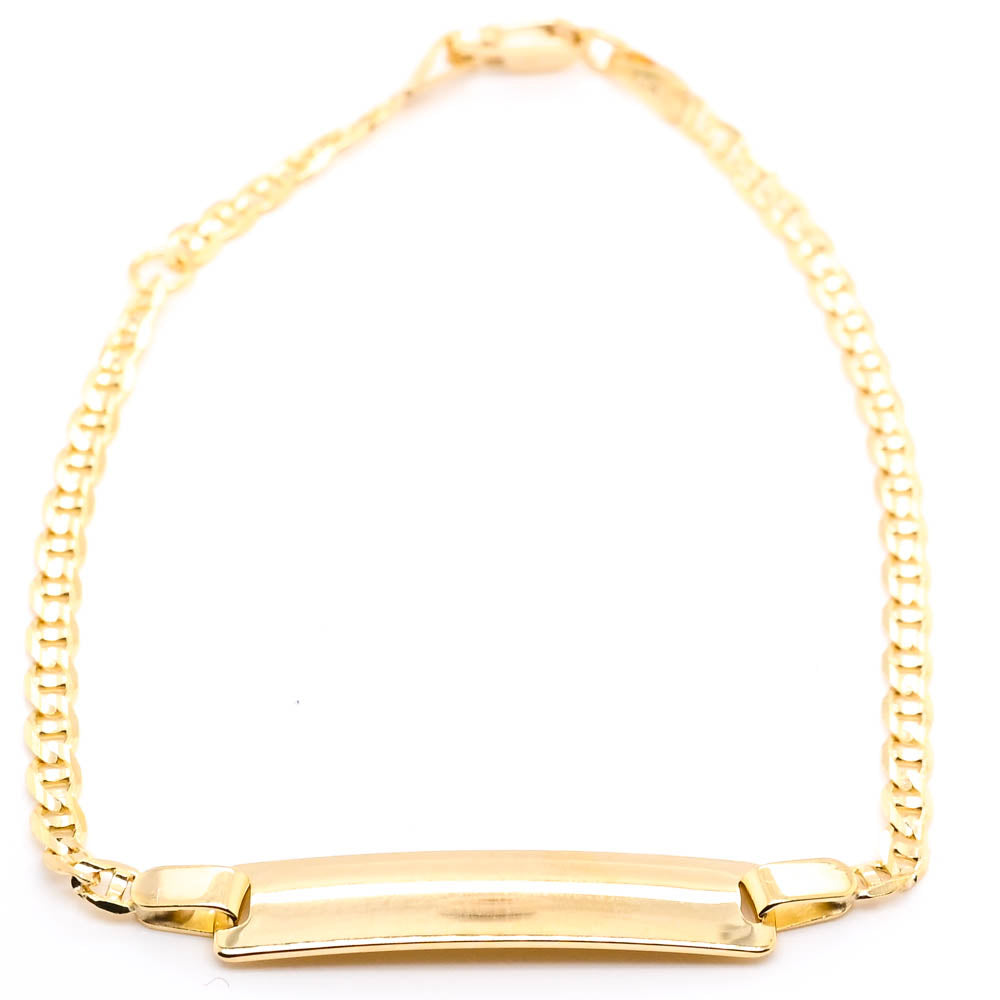 10KT Yellow Gold 7" Childrens ID Bracelet.