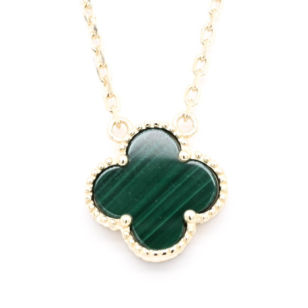 Sterling Silver 18" Malachite Flower Necklace.