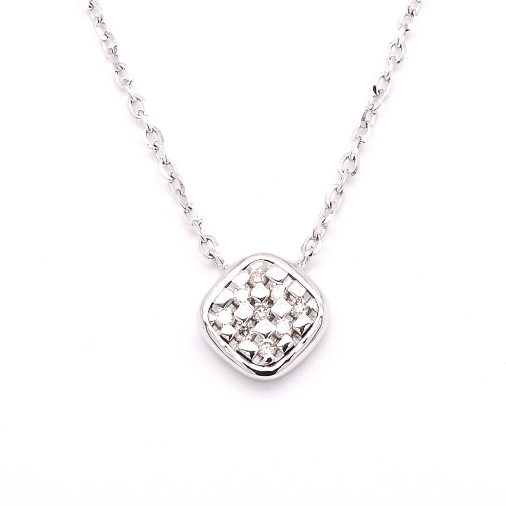14KT White Gold 17" 0.03TW Diamond Necklace..