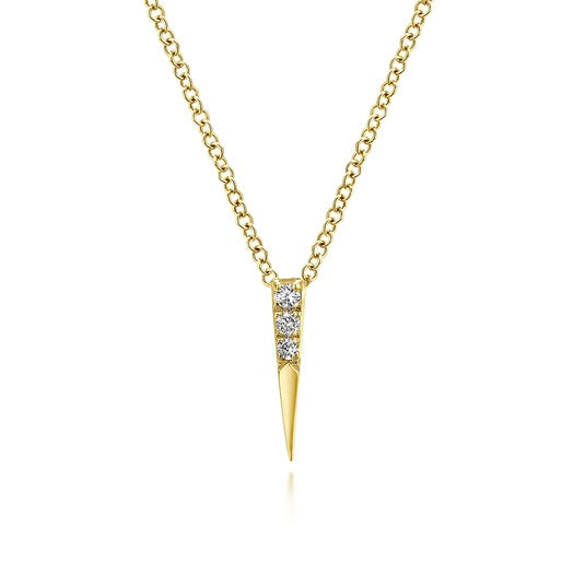 Gabriel & Co 14KT Yellow Gold 17.5" 0.05CTW Diamond Spike Necklace.