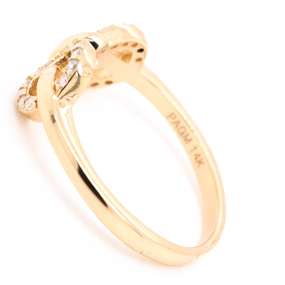 14KT Yellow Gold 0.18CTW Diamond Infinity Knot Ring.