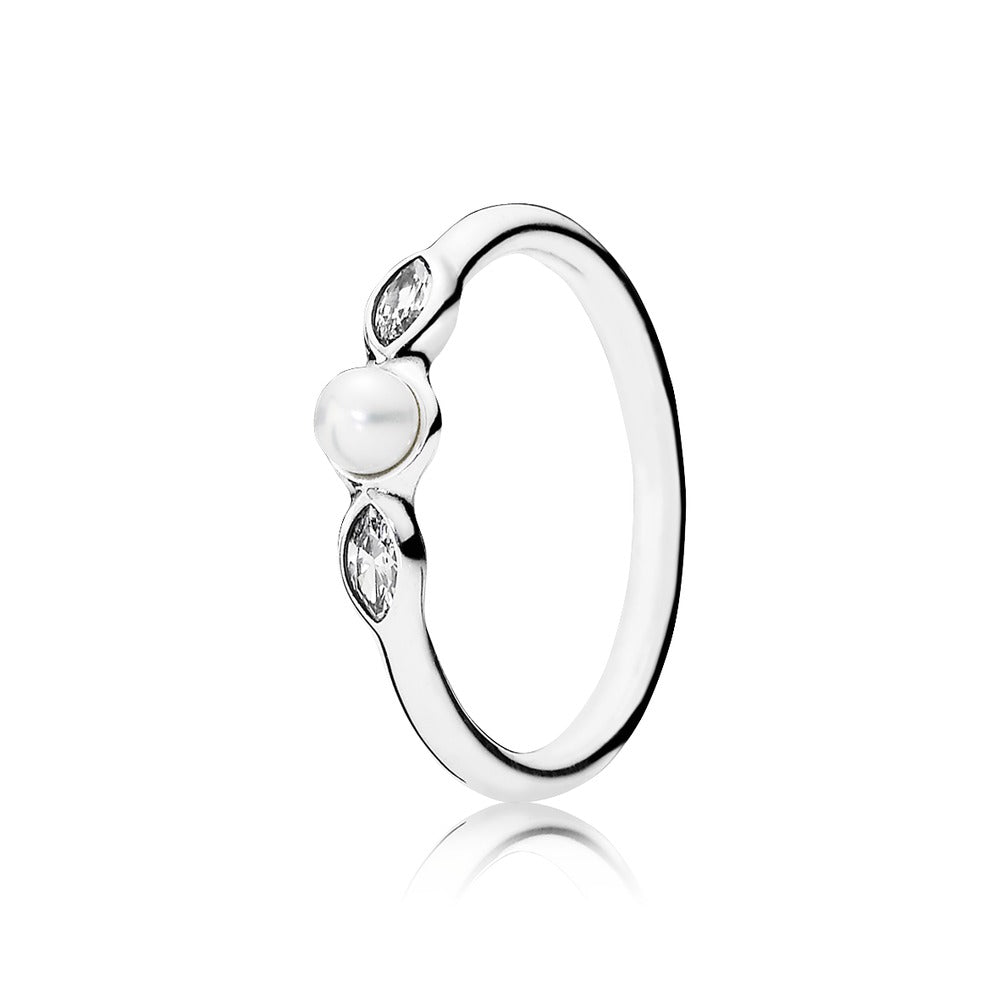 Petite Luminous Leaves, White Pearl & Clear CZ