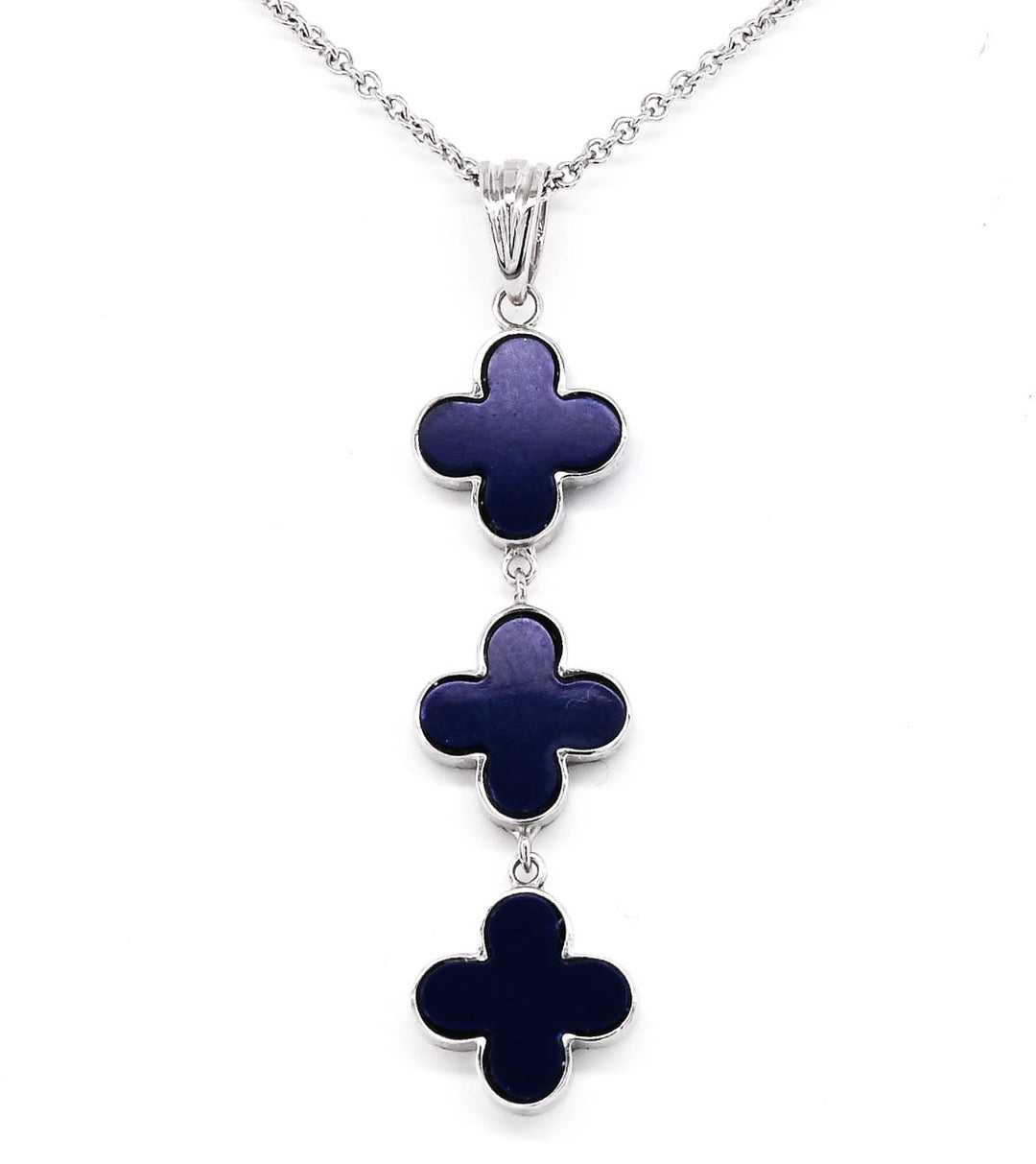 14KT White Gold 18" Turquoise & Lapis Reversabel Necklace.