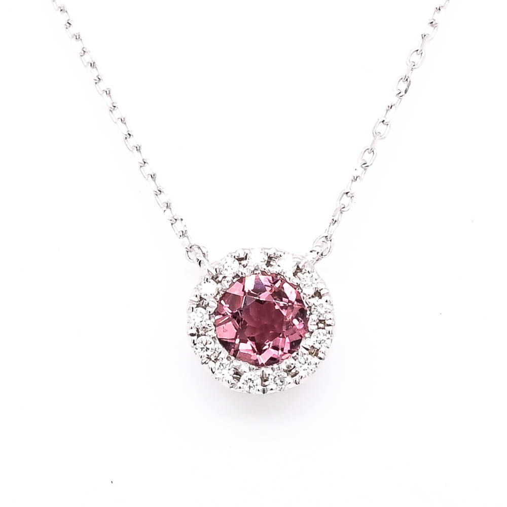14KT White Gold 18" White Topaz and Diamond Necklace.