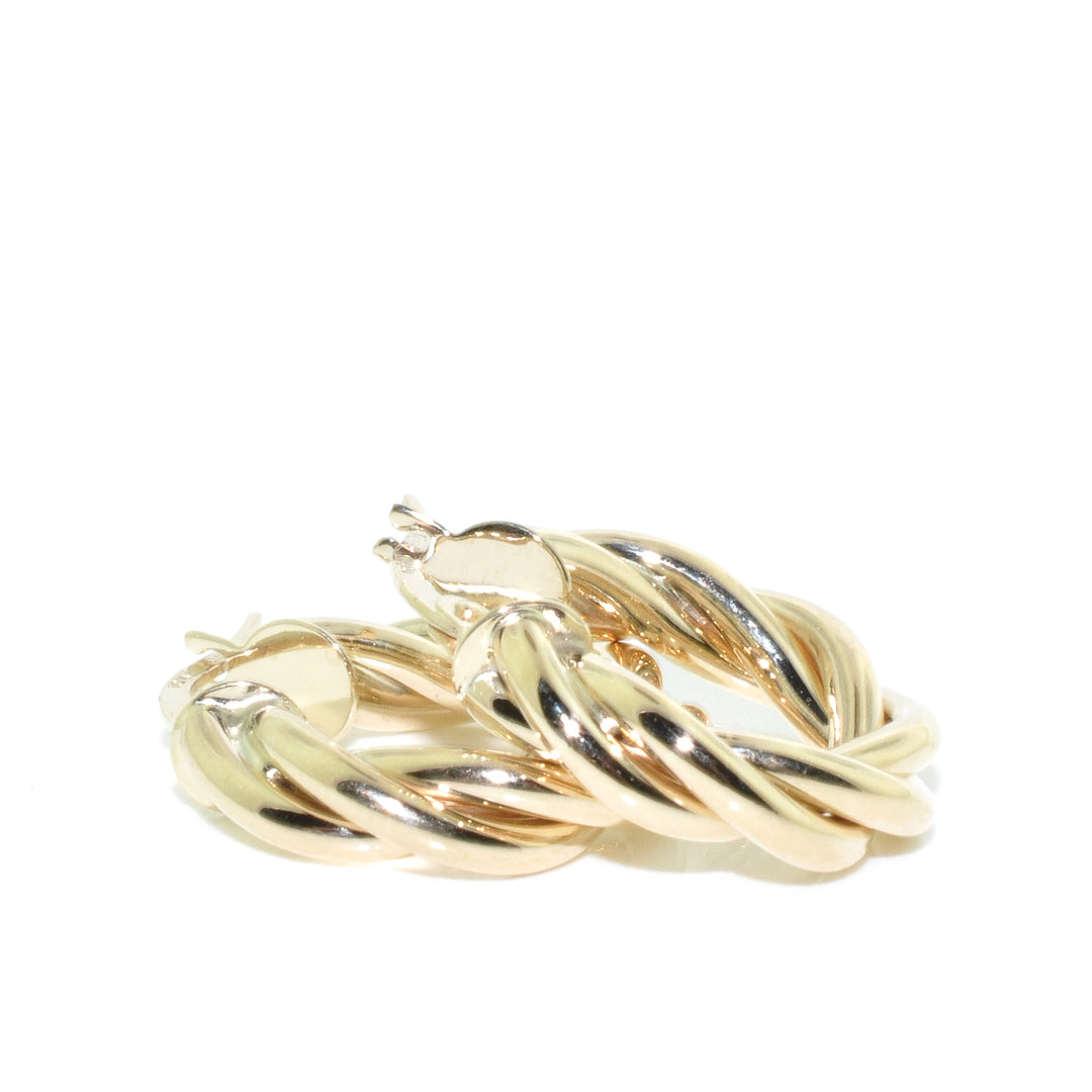 10KT Yellow Gold 20mm Twist Hoop Earrings