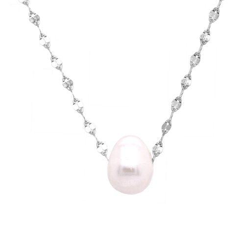 Sterling silver 18" Buckle Chain and 8mm Pearl Necklace.