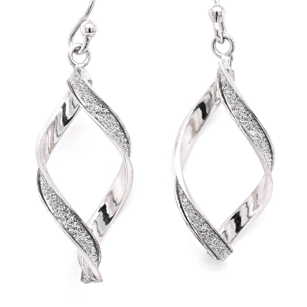 Sterling Silver C.Z Drop Earrings.