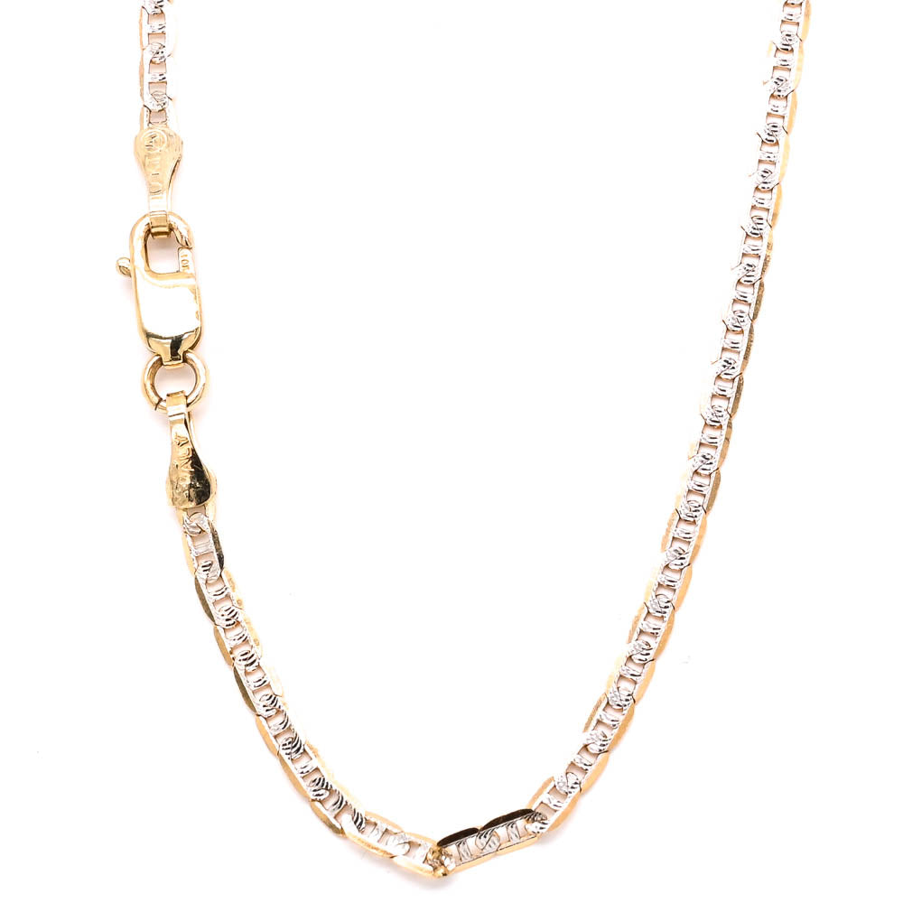 10KT Yellow & White Gold 16" 2mm Mariner Link Chain.