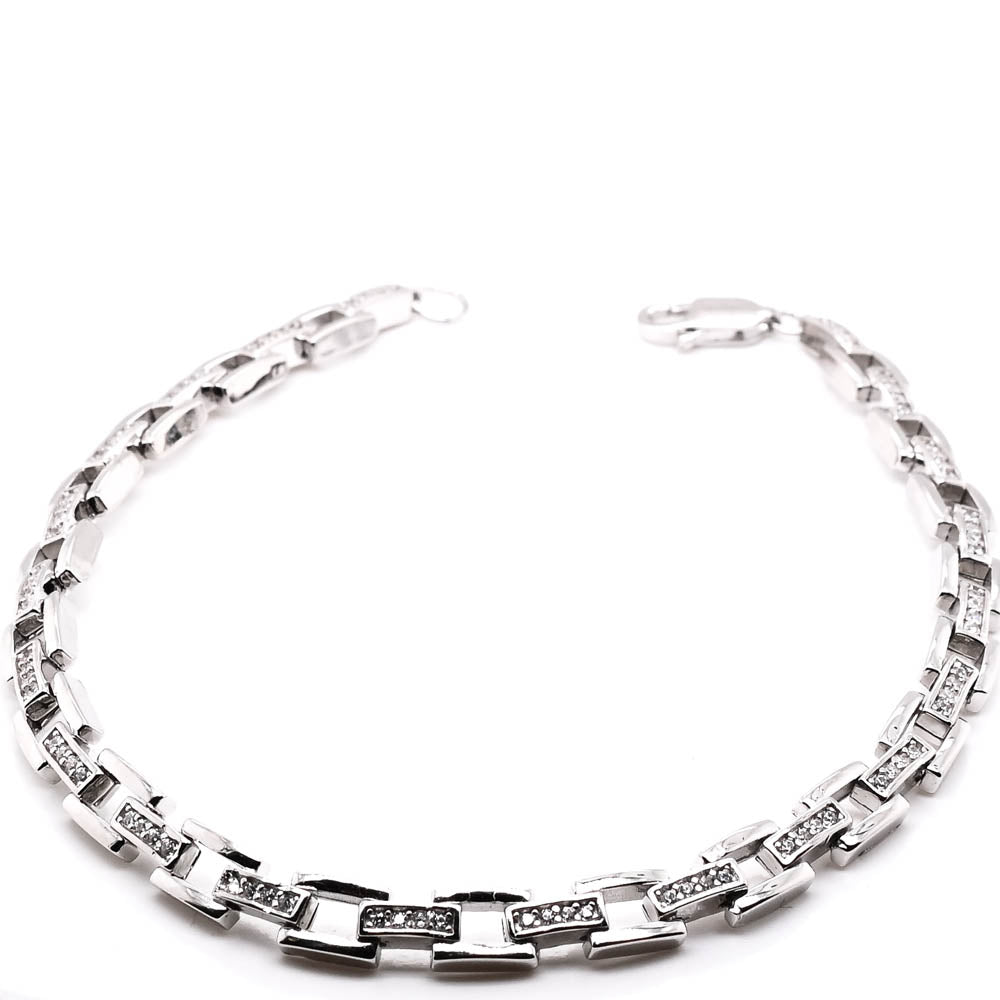 Sterling Silver 7.75" 5.5mm C.Z Link Bracelet.