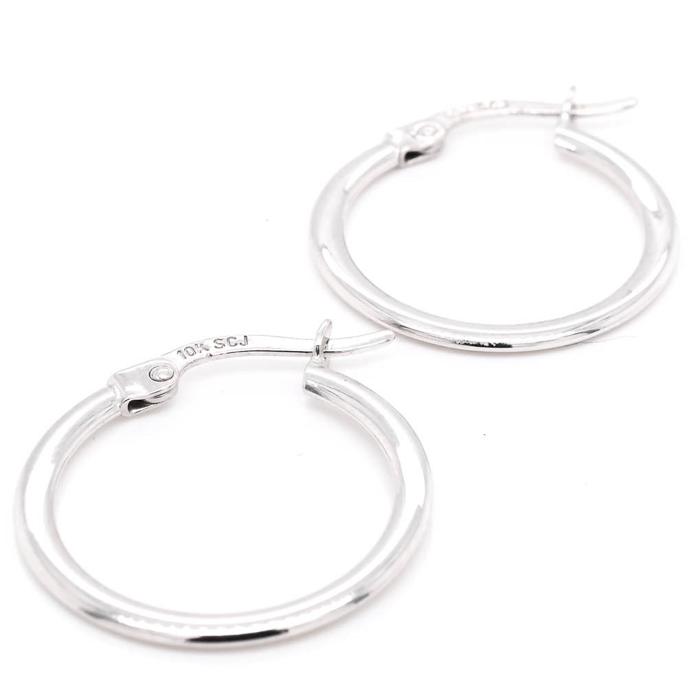 10KT White Gold Small Hoop Earrings.