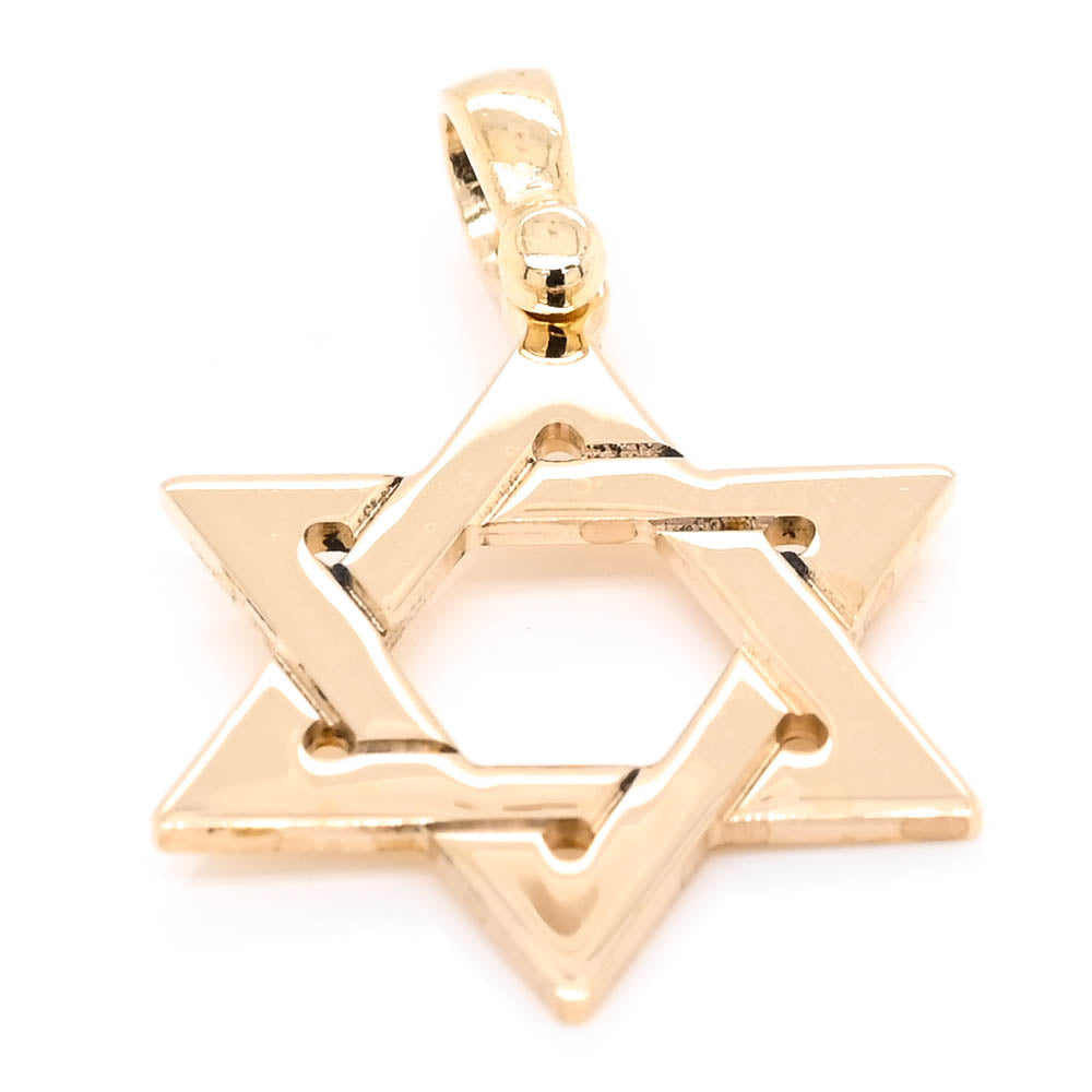 10KT Yellow Gold 18mm Star of David Pendant.
