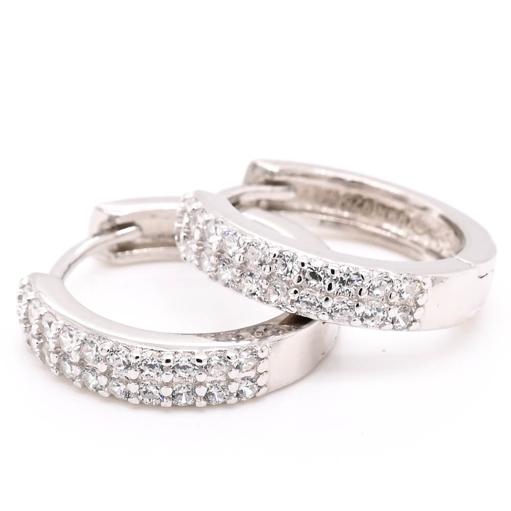 Sterling Silver 13mm C.Z Huggie Earrings.