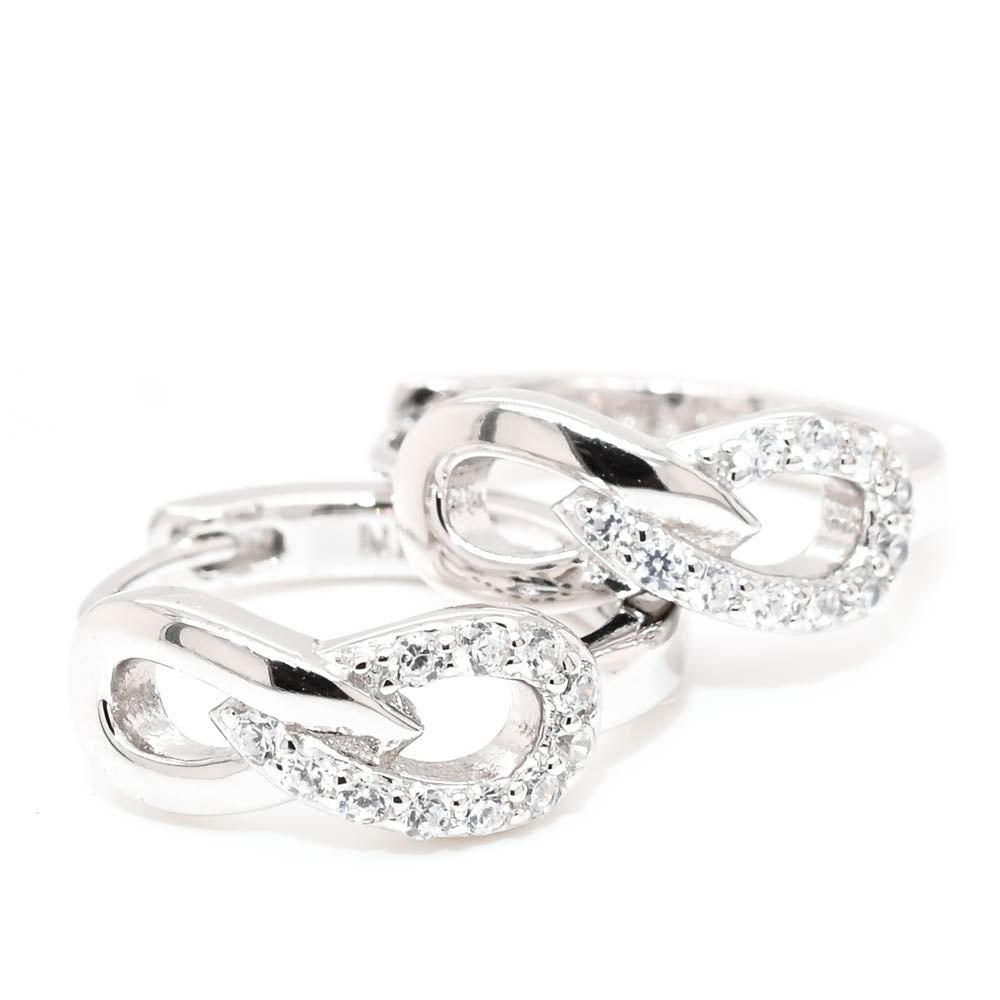 Sterling Silver 15mm C.Z Huggie Earrings.