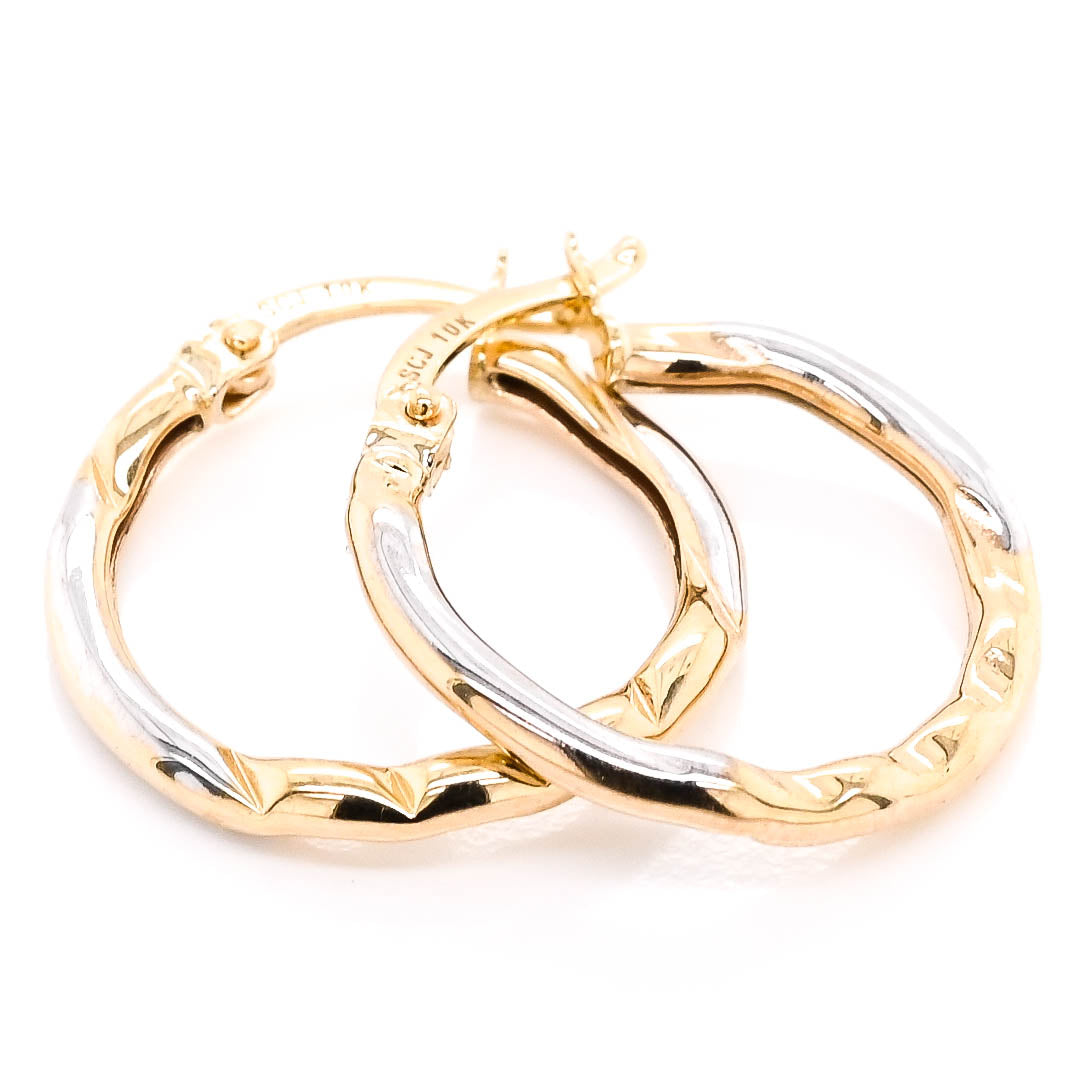 10KT Two-Tone Gold Small Hoop Earrings.